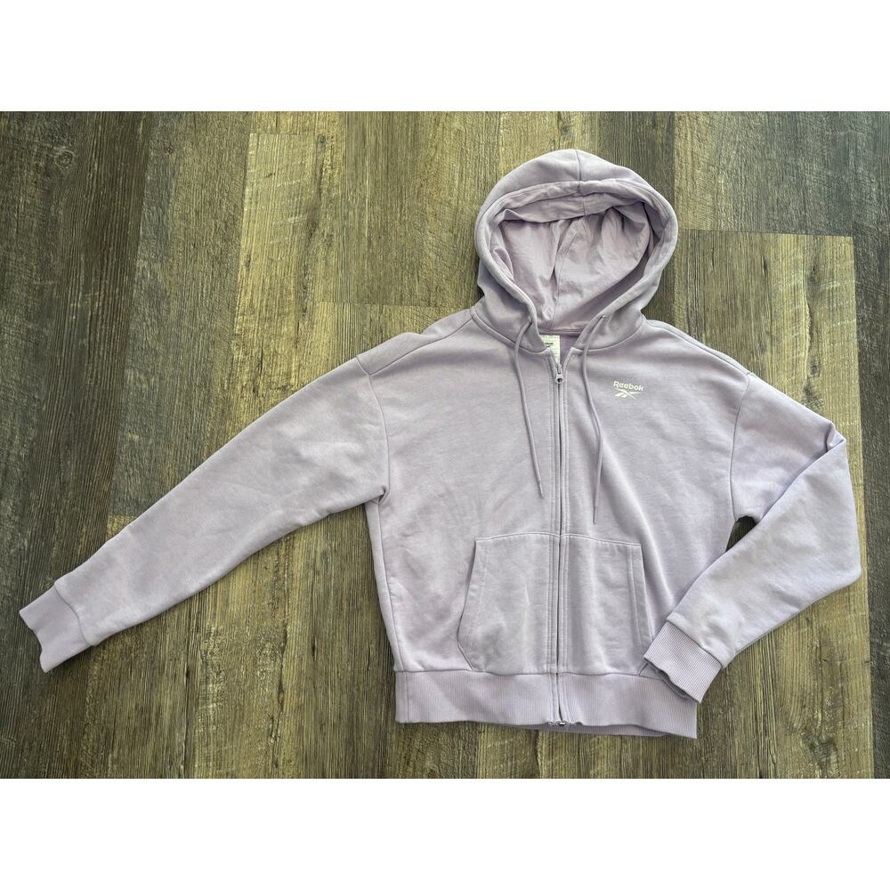 Reebok Womens Full Zip Hoodie Lavender‎ Purple French Terry Sweatshirt XS